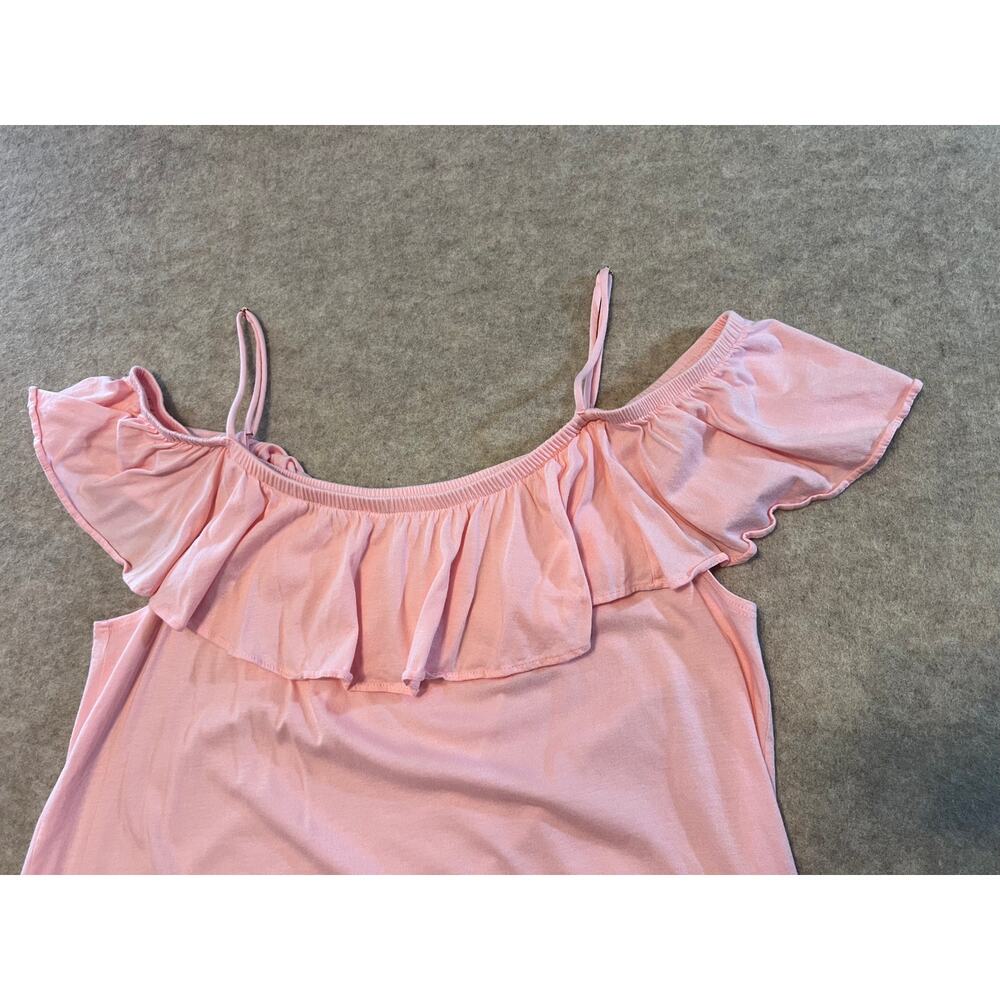 Lilly Pulitzer Tamiami Off the Shoulder Top Large Paradise Pink Ruffle 20613 - Picture 4 of 8